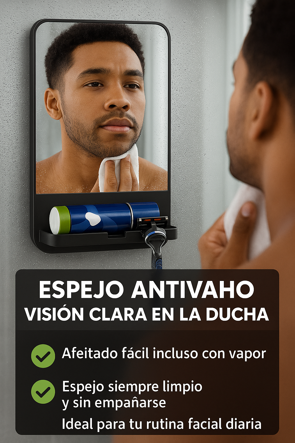 πͺ Rechargeable anti-fog LED mirror