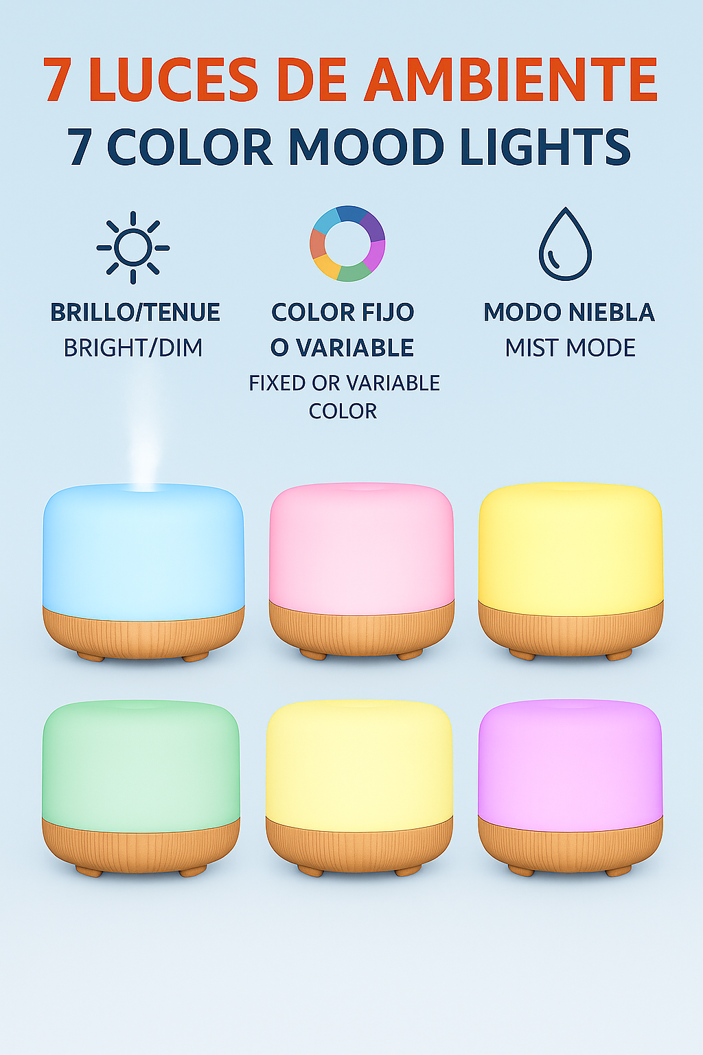 🌬️ Ultrasonic aroma diffuser with LED lights